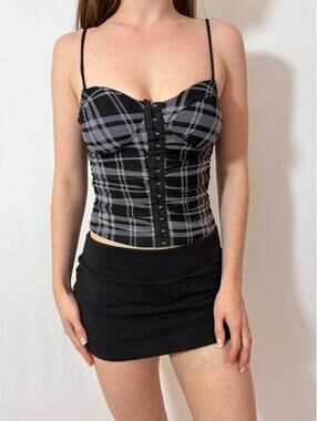 Moa Moa Plaid Coquette Corset Bustier Going Out Top